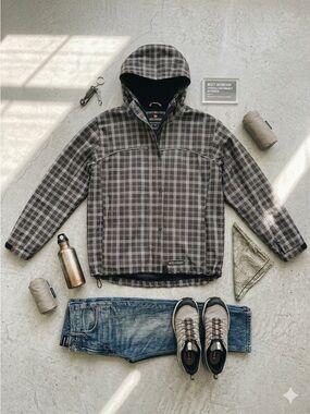 Misty Mountain Technical Outerwear Lightweight Plaid Windbreaker Jacket